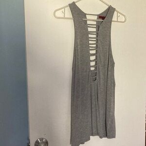 Grey Sleeveless Ladder-Back Women’s Tank Top